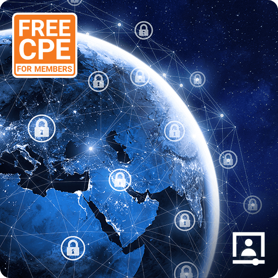 Graphic of globe with security locks