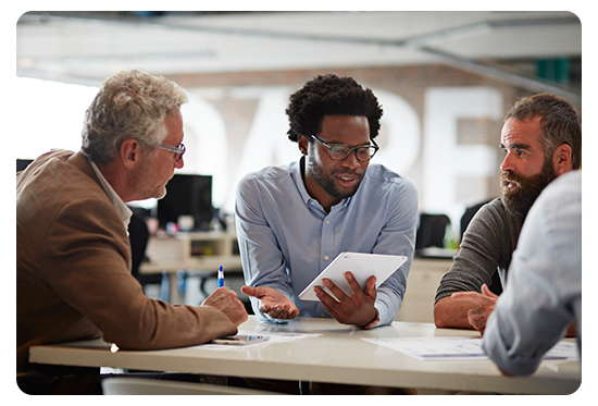 People sitting at a table talking