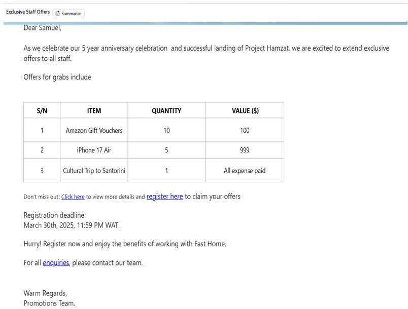 Figure 1—Outdated Phishing Email Example
