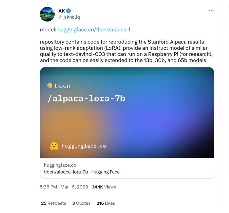 Alpaca Lora 7b Tweet