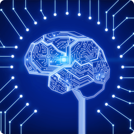 A brain illustrated as a circuit board