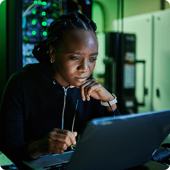 Woman looking at a computer screen