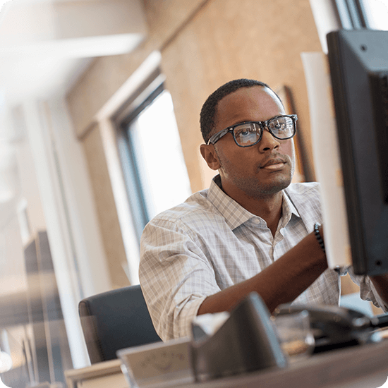 A man working at a computer